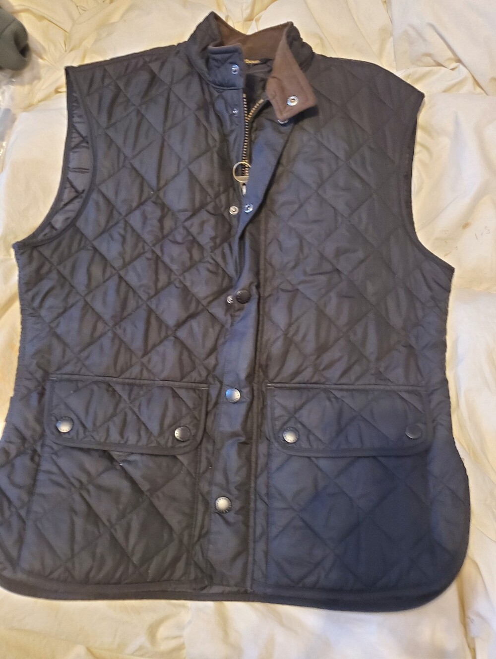 Barbour Black Quilted Men's Vest with Snap Pockets